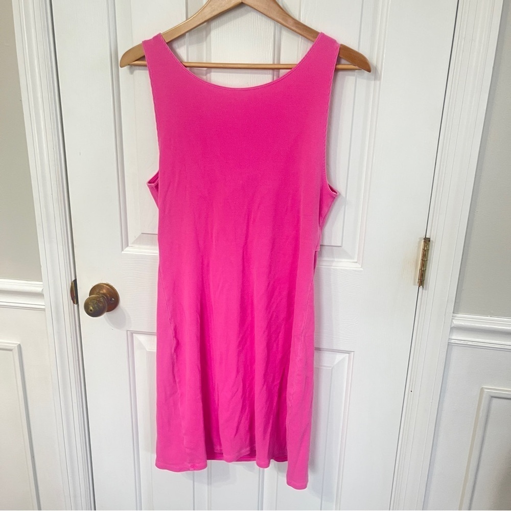 Aerie Size XL Pink Reversible Knit Ribbed Mini Dress Knot Beach Sporty - Picture 6 of 6